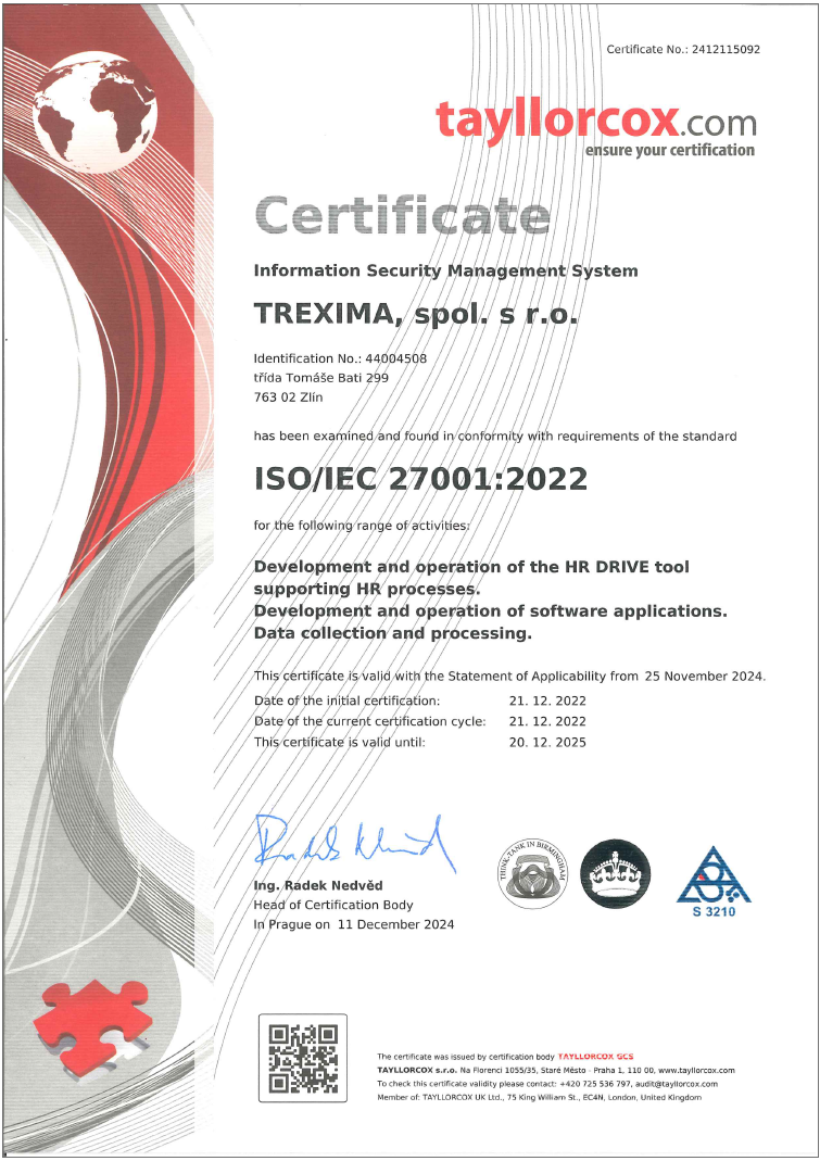 HR Drive - Certificate - ISO/IEC 27001:2022